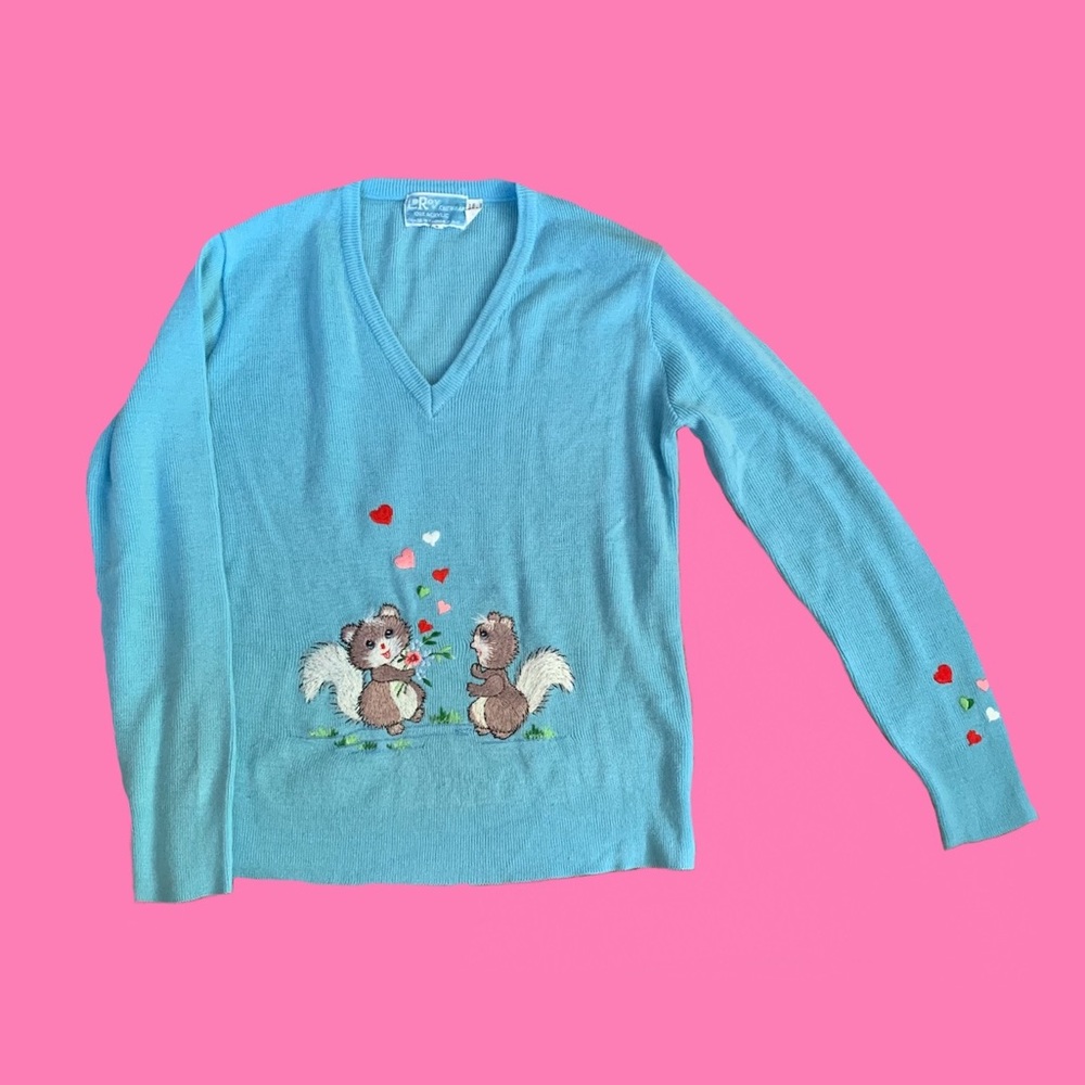 Vintage LeRoy Knitwear Chipmunk Sweater 1960s-1970s💕💕 Kitschy